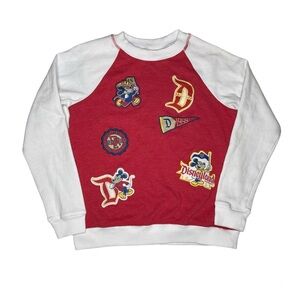 Disney Red and White Crew Neck Sweater
